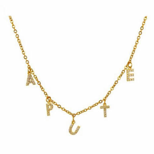 Custom word diamond necklace vendor wholesale capital letter necklace supplier mtg china